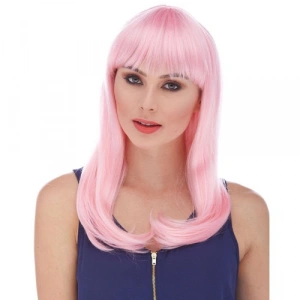 Hubrendy Emin Soft Pembe Renk Uzun Düz Parti Peruğu