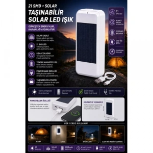 Hubrendy Emin Taşınabilir Solar Led Power Bank