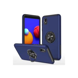 Hubrendy Bez Samsung Galaxy A01 Core Kılıf Elit Yüzüklü Kapak - Lacivert