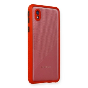 Hubrendy Bez Samsung Galaxy A01 Core Kılıf Miami Şeffaf Silikon - Kırmızı