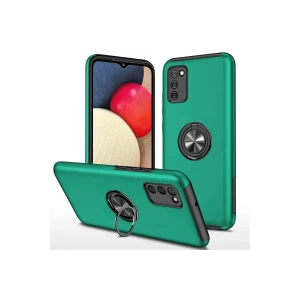 Hubrendy Bez Samsung Galaxy A02S Kılıf Elit Yüzüklü Kapak - Yeşil