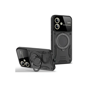 Hubrendy Bez Samsung Galaxy A05 Kılıf Joy Lens Standlı Kapak - Siyah