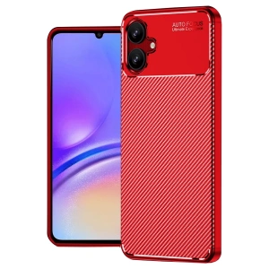 Hubrendy Bez Samsung Galaxy A06 Kılıf Auto Focus Karbon Kapak - Kırmızı