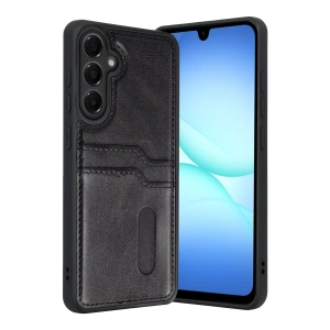 Hubrendy Bez Samsung Galaxy A17 5G Sara Kartvizitli Deri Kılıf - Siyah
