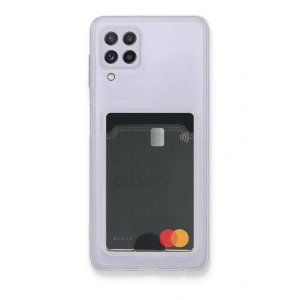 Hubrendy Bez Samsung Galaxy A22 Kılıf Kart Şeffaf Silikon - Şeffaf