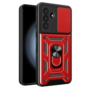 Hubrendy Bez Samsung Galaxy A57 5G Pars Lens Yüzüklü Silikon - Kırmızı