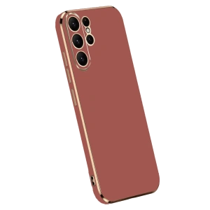 Hubrendy Bez Samsung Galaxy S24 Ultra Kılıf Volet Silikon - Kırmızı