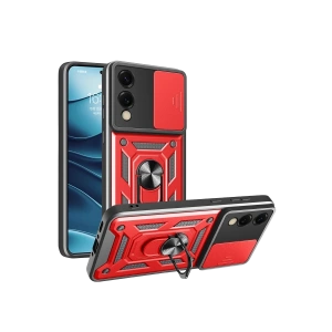 Hubrendy Bez Samsung Galaxy S25 Edge Pars Lens Yüzüklü Silikon - Kırmızı