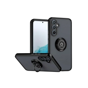 Hubrendy Bez Samsung Galaxy S25 FE Montreal Yüzüklü Silikon Kapak - Siyah
