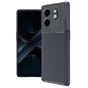 Hubrendy Bez İnfinix Hot 50i 4G Auto Focus Karbon Kapak - Lacivert