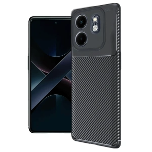 Hubrendy Bez İnfinix Hot 50i 4G Kılıf Auto Focus Karbon Kapak - Siyah