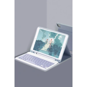Hubrendy Bez Apple iPad 10.2 (9.nesil) Kılıf KC01 Smart Klavyeli Tablet Kılıfı - Lacivert