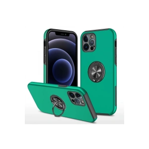 Hubrendy Bez Apple iPhone 12 Pro Kılıf Elit Yüzüklü Kapak - Yeşil