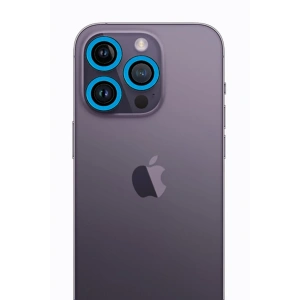 Hubrendy Bez Apple iPhone 12 Pro Max Neon Fosforlu Kamera Lens - Mavi