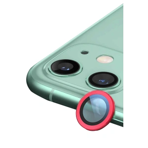 Hubrendy Bez Apple iPhone 12 Raze Metal Kamera Lens - Kırmızı