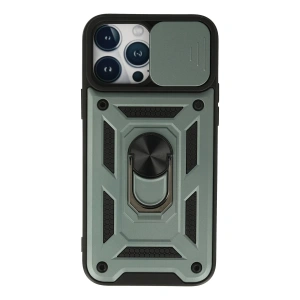 Hubrendy Bez Apple iPhone 13 Pro Kılıf Pars Lens Yüzüklü Silikon - Yeşil