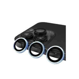 Hubrendy Bez Apple iPhone 13 Pro Max Raze Metal Kamera Lens - Mavi