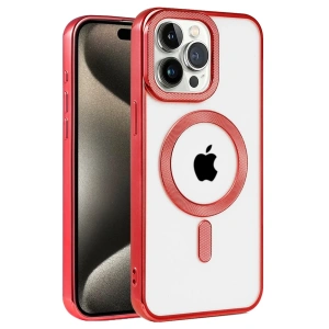 Hubrendy Bez Apple iPhone 14 Pro Kılıf Kronos Magsafe Kapak - Kırmızı