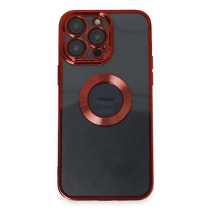 Hubrendy Bez Apple iPhone 14 Pro Max Kılıf Slot Silikon - Kırmızı