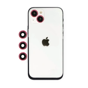 Hubrendy Bez Apple iPhone 14 Shine Kamera Lens - Kırmızı