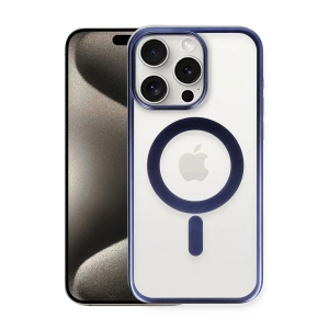 Hubrendy Bez Apple iPhone 15 Pro Max Kılıf Erozi Magsafe Kapak - Lacivert