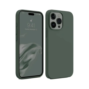 Hubrendy Bez Apple iPhone 15 Pro Max Kılıf First Silikon - Koyu Yeşil
