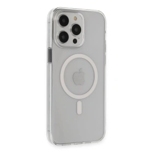 Hubrendy Bez Apple iPhone 15 Pro Max Kılıf Tron Şeffaf Magsafe Kapak - Şeffaf