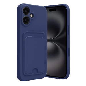 Hubrendy Bez Apple iPhone 16 Kılıf Kelvin Kartvizitli Silikon - Lacivert