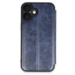 Hubrendy Bez Apple iPhone 16 Plus Kılıf Flip Cover - Lacivert