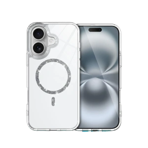 Hubrendy Bez Apple iPhone 16 Plus Live Diamond Magsafe Kapak - Şeffaf
