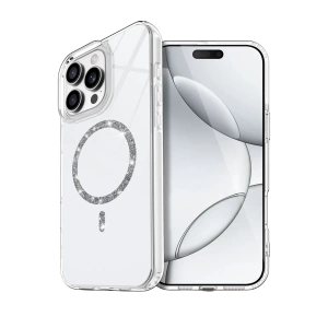 Hubrendy Bez Apple iPhone 16 Pro Live Diamond Magsafe Kapak - Şeffaf