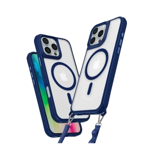 Hubrendy Bez Apple iPhone 16 Pro Max Kılıf Enka Magsafe Silikon Kılıf - Lacivert