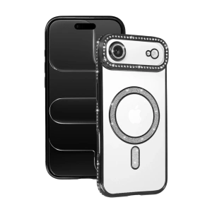 Hubrendy Bez Apple iPhone 17 Air Joke Simli Magneticsafe Kılıf - Siyah