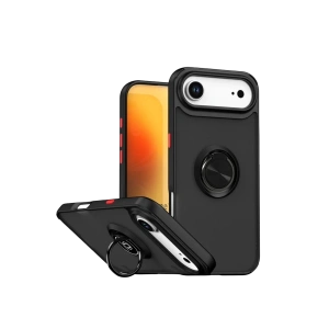 Hubrendy Bez Apple iPhone 17 Air Montreal Yüzüklü Silikon Kapak - Siyah