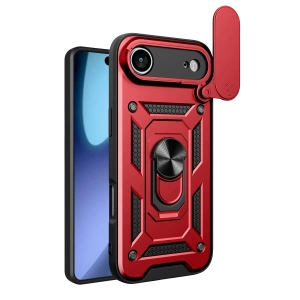 Hubrendy Bez Apple iPhone 17 Air Pars Lens Yüzüklü Silikon - Kırmızı