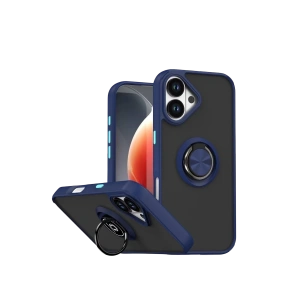 Hubrendy Bez Apple iPhone 17 Montreal Yüzüklü Silikon Kapak - Lacivert