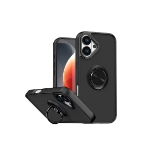 Hubrendy Bez Apple iPhone 17 Montreal Yüzüklü Silikon Kapak - Siyah