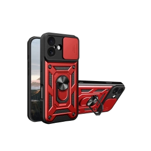 Hubrendy Bez Apple iPhone 17 Pars Lens Yüzüklü Silikon - Kırmızı