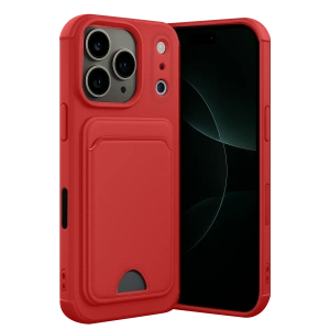Hubrendy Bez Apple iPhone 17 Pro Kelvin Kartvizitli Silikon - Kırmızı