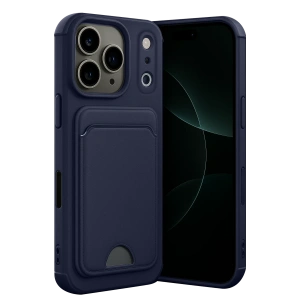 Hubrendy Bez Apple iPhone 17 Pro Kelvin Kartvizitli Silikon - Lacivert