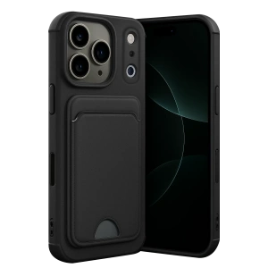 Hubrendy Bez Apple iPhone 17 Pro Kelvin Kartvizitli Silikon - Siyah