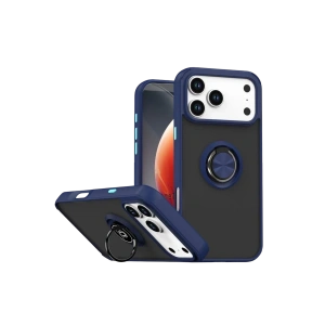 Hubrendy Bez Apple iPhone 17 Pro Max Montreal Yüzüklü Silikon Kapak - Lacivert