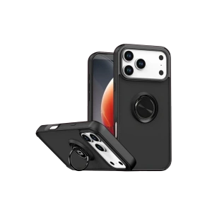 Hubrendy Bez Apple iPhone 17 Pro Max Montreal Yüzüklü Silikon Kapak - Siyah