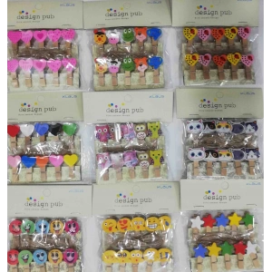 Hubrendy Kargo 10lu Şekilli Ahşap Mandallar 3.5cm (10lu Set-10 Paket)