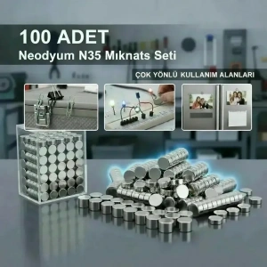 Hubrendy Kargo 100 Lü 8x3mm Yuvarlak Neodyum Mıknatıs