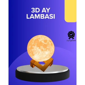 Hubrendy Kargo 16 Renkli 3d Baskılı Ay Lambası Ahşap Standlı