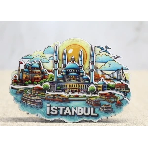 Hubrendy Kargo Ahşap İstanbul Temalı Magnet Alk4598