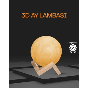 Hubrendy Kargo Ahşap Standlı 3d Baskı Ay Lambası 16 Renkli Ve Şarjlı