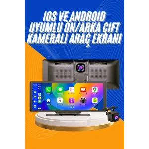 Hubrendy Kargo Android Ve İos Uyumlu Ön Arka Çift Kameralı Araç Ekranı Dokunmatik Carplay