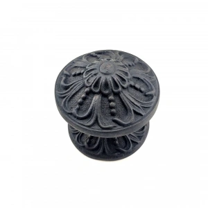 Hubrendy Kargo Antika Tarz Dekoratif Pirinç Çiçekli Kapı Tokmağı - 80 Mm Çap, Oksit